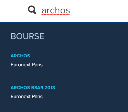 Recherche par le nom de la société ARCHOS