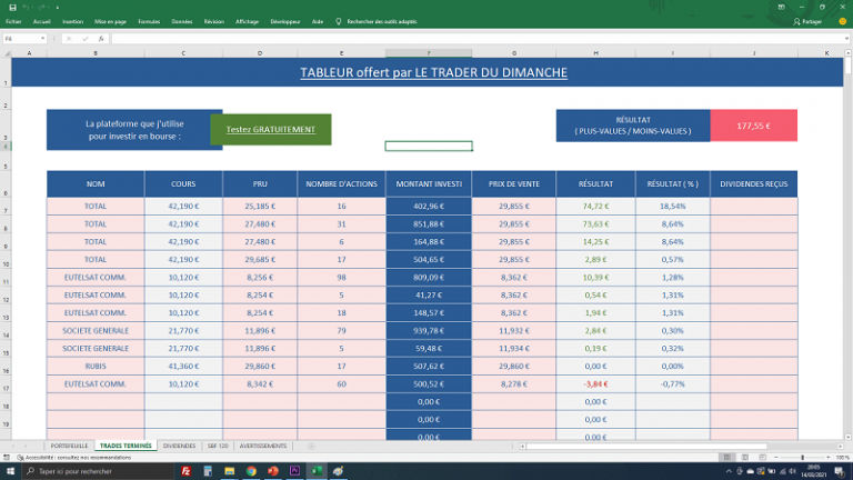 Ter Gratuit Boursier Comment suivre votre portefeuille boursier ? (Excel Gratuit)