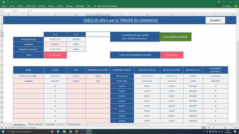 Ter Gratuit Boursier Comment suivre votre portefeuille boursier ? (Excel Gratuit)