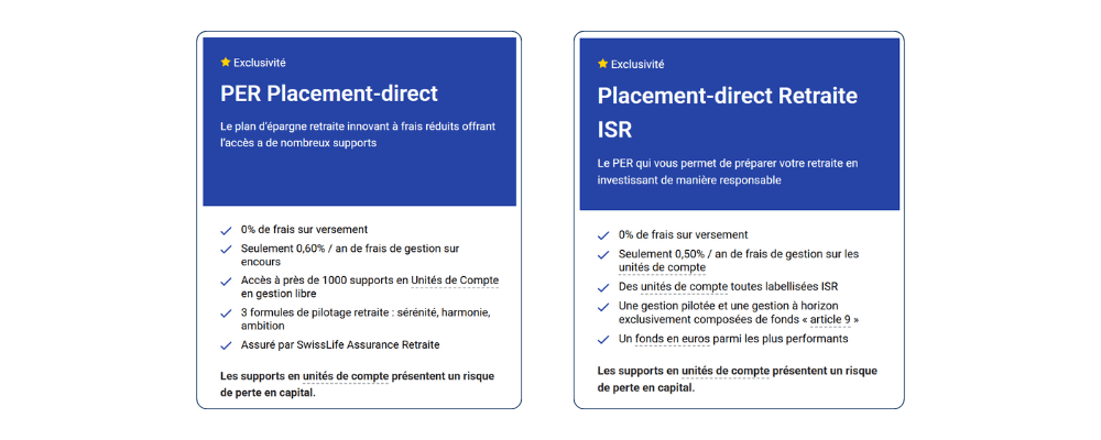 Les plans d'épargne retraite (PER) commercialisés par Placement-direct