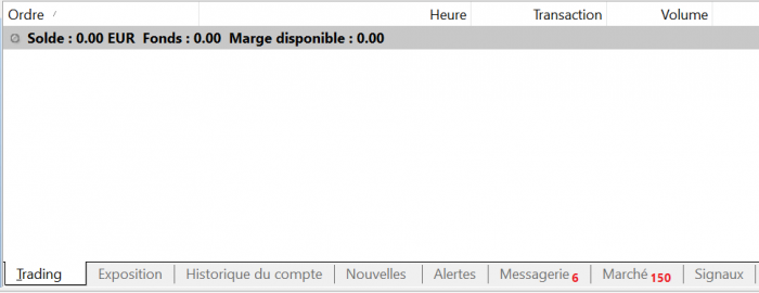 La fenêtre du Terminal pour suivre vos positions