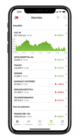 Visuel de l'application mobile bourse Fortuneo